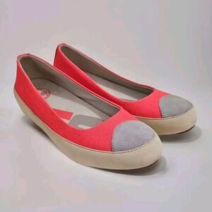 FITFLOP BIOMIMETIX Ballet Espadrille Loafer Coral‎ Leather Canvas Women Sz 7 V02